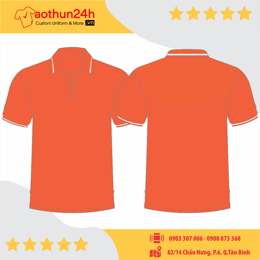 Áo thun đồng phục có cổ màu cam, thích hợp làm áo đồng phục công ty, áo thun đồng phục số lượng ít